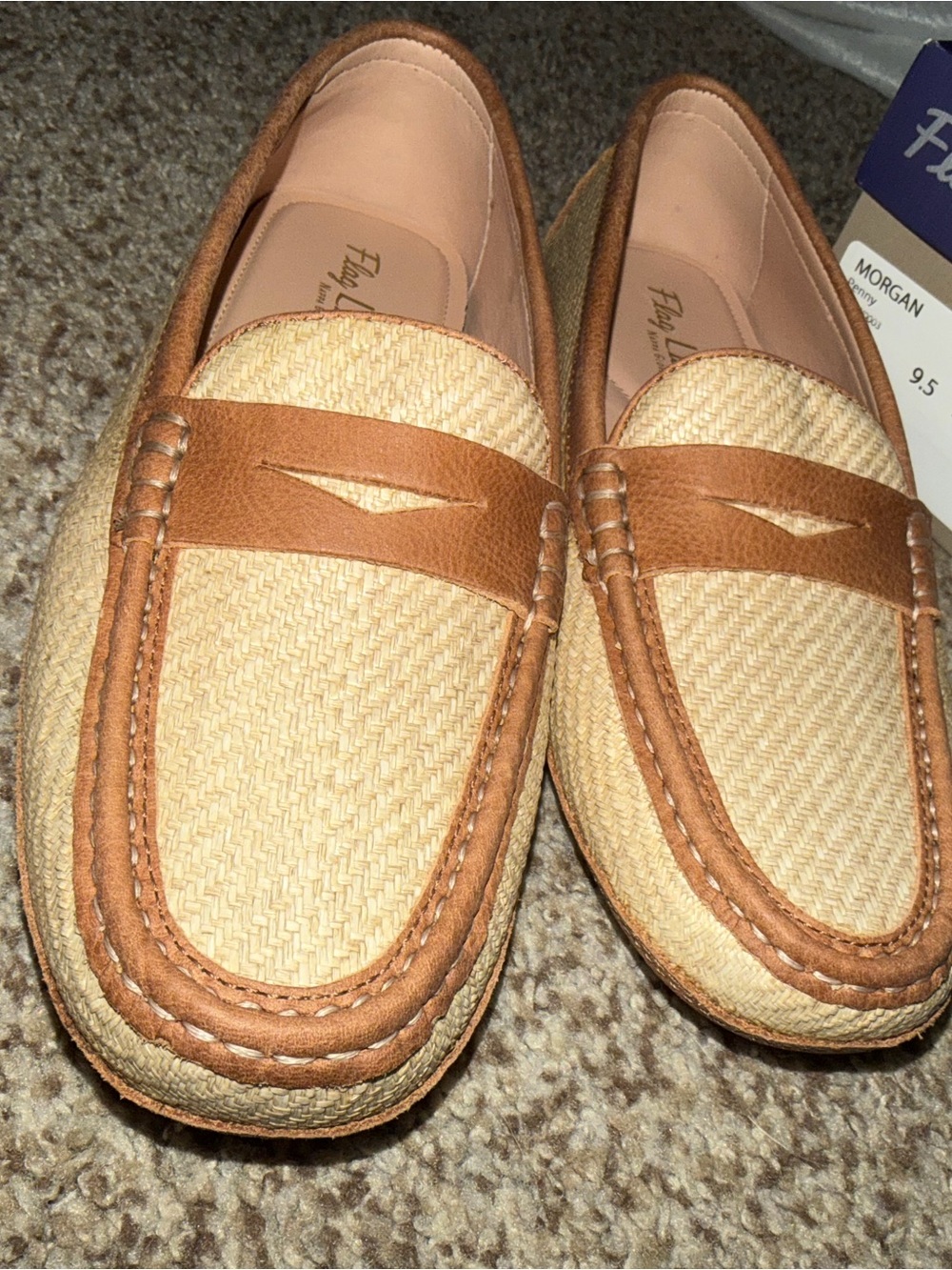 Flats & Loafers Women’s Morgan Tan Rattan Woven Penny Loafers 9.5